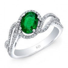 WHITE GOLD NATURAL COLOR INSPIRED EMERALD HALO DIAMOND RING