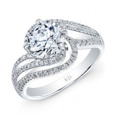 WHITE GOLD FASHION SWIRLED DIAMOND ENGAGEMENT RING