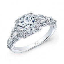 WHITE GOLD CLASSIC HALO DIAMOND ENGAGEMENT RING