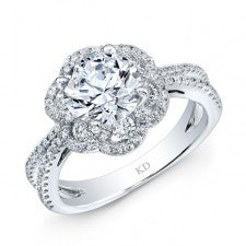 WHITE GOLD VINTAGE HALO DIAMOND ENGAGEMENT RING