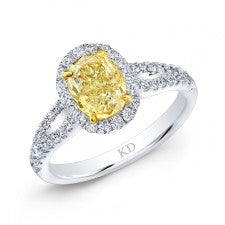 WHITE AND YELLOW GOLD FANCY YELLOW OVAL DIAMOND RING