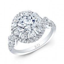 WHITE GOLD INSPIRED ROUND HALO DIAMOND ENGAGEMENT RING
