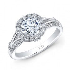 WHITE GOLD INSPIRED HALO DIAMOND ENGAGEMENT RING