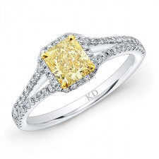 WHITE AND YELLOW GOLD ELEGANTFANCY YELLOW RADIANT DIAMOND BRIDAL RING
