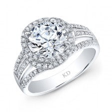 WHITE GOLD INSPIRED SWIRLED HALO DIAMOND ENGAGEMENT RING