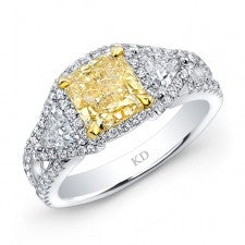 WHITE AND YELLOW GOLD FANCY YELLOW DIAMOND ENGAGEMENT RING