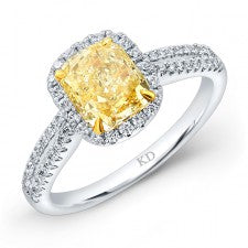 WHITE AND YELLOW GOLD ELEGANT FANCY YELLOW DIAMOND BRIDAL RING