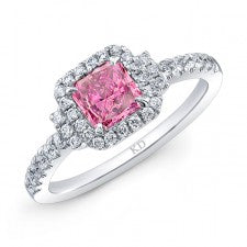 WHITE GOLD CLASSIC PINK ENHANCED CUSHION HALO DIAMOND RING