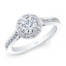 WHITE GOLD ROUND DIAMOND HALO ENGAGEMENT RING