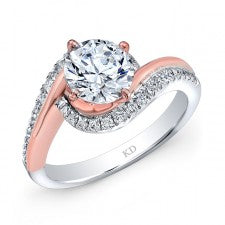 WHITE & ROSE GOLD FASHION SWIRLED BRIDAL RING