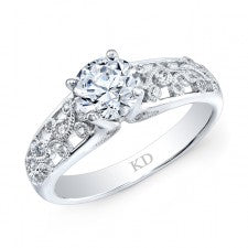 WHITE GOLD INSPIRED VINTAGE DIAMOND BRIDAL RING