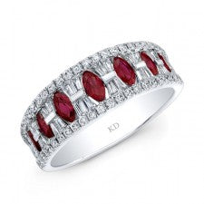 NATURAL COLOR WHITE GOLD STYLISH RUBY DIAMOND RING