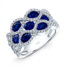 NATURAL COLOR WHITE GOLD TRENDY SAPPHIRE DIAMOND RING