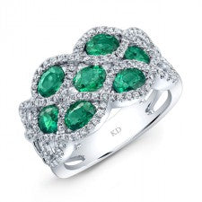 WHITE GOLD NATURAL COLOR FASHION EMERALD DIAMOND RING