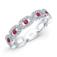 NATURAL COLOR WHITE GOLD INSPIRED RUBY DIAMOND TWISTED BAND