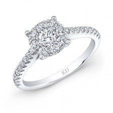 WHITE GOLD CLASSIC HALO DIAMOND ENGAGEMENT RING