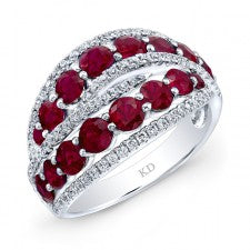 WHITE GOLD NATURAL COLOR CONTEMPORARY RUBY DIAMOND RING