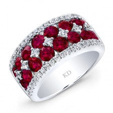 WHITE GOLD NATURAL COLOR ELEGANT RUBY DIAMOND RING