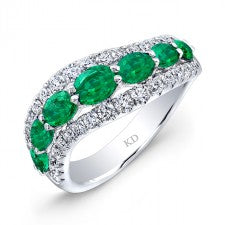 WHITE GOLD NATURAL COLOR FASHION EMERALD DIAMOND RING