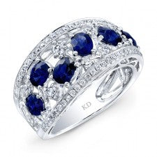 WHITE GOLD NATURAL COLOR FASHION SAPPHIRE DIAMOND RING