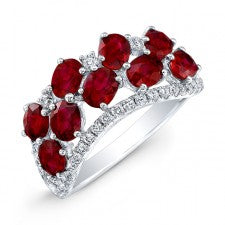 WHITE GOLD NATURAL COLOR FASHION RUBY DIAMOND RING