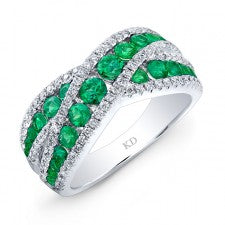 WHITE GOLD NATURAL COLOR FASHION EMERALD DIAMOND RING