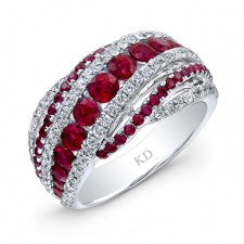 WHITE GOLD NATURAL COLOR CONTEMPORARY RUBY DIAMOND RING