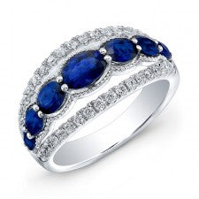 WHITE GOLD NATURAL COLOR INSPIRED SAPPHIRE DIAMOND RING