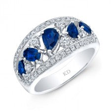 WHITE GOLD NATURAL COLOR CONTEMPORARY SAPPHIRE DIAMOND RING