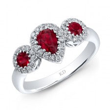 WHITE GOLD NATURAL COLOR FASHION RUBY DIAMOND RING