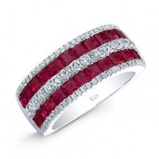 NATURAL COLOR WHITE GOLD TRENDY RUBY DIAMOND RING