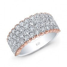 WHITE & ROSE GOLD FOUR ROW ELEGANT DIAMOND WEDDING BAND