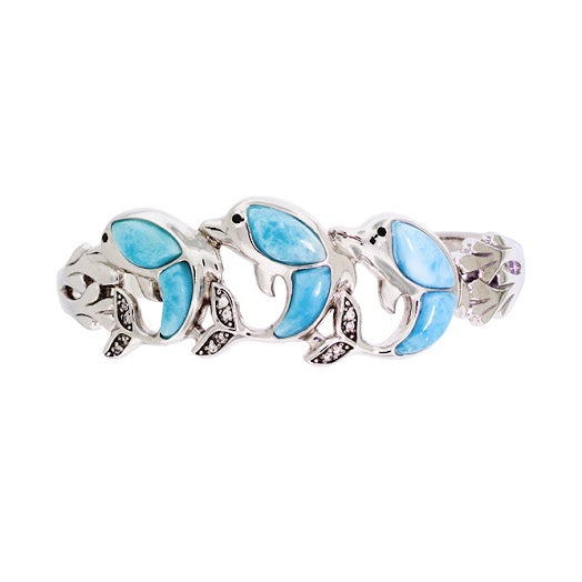 Beautiful Larimar Bangle in Sterling Silver