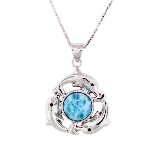 Beautiful Larimar Pendant in Sterling Silver