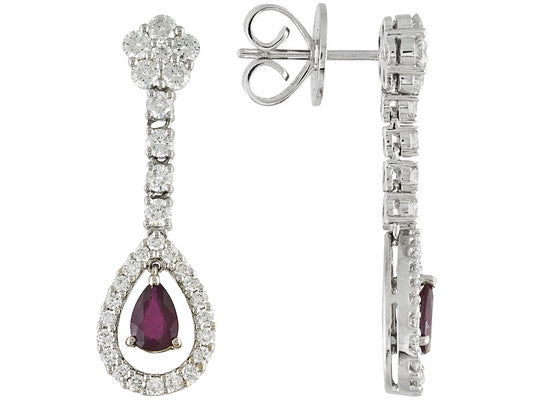 Gold Ruby and Diamond Earrings