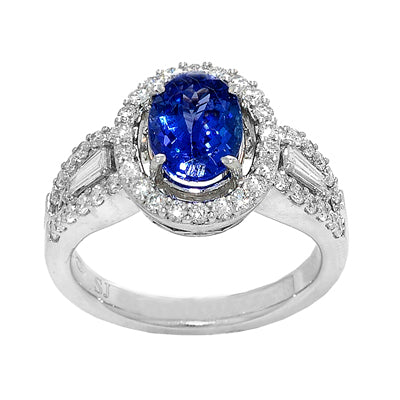 Gold TANZANITE and Diamond Ring