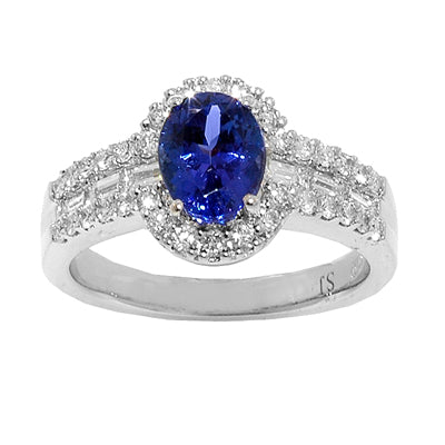 Gold TANZANITE and Diamond Ring