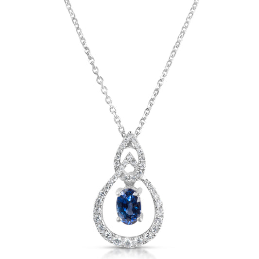 Gold Sapphire And Diamond Pendant