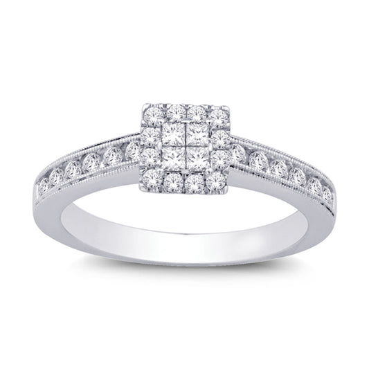 14K White Gold 0.60Ct.tw Diamond Engagement Ring