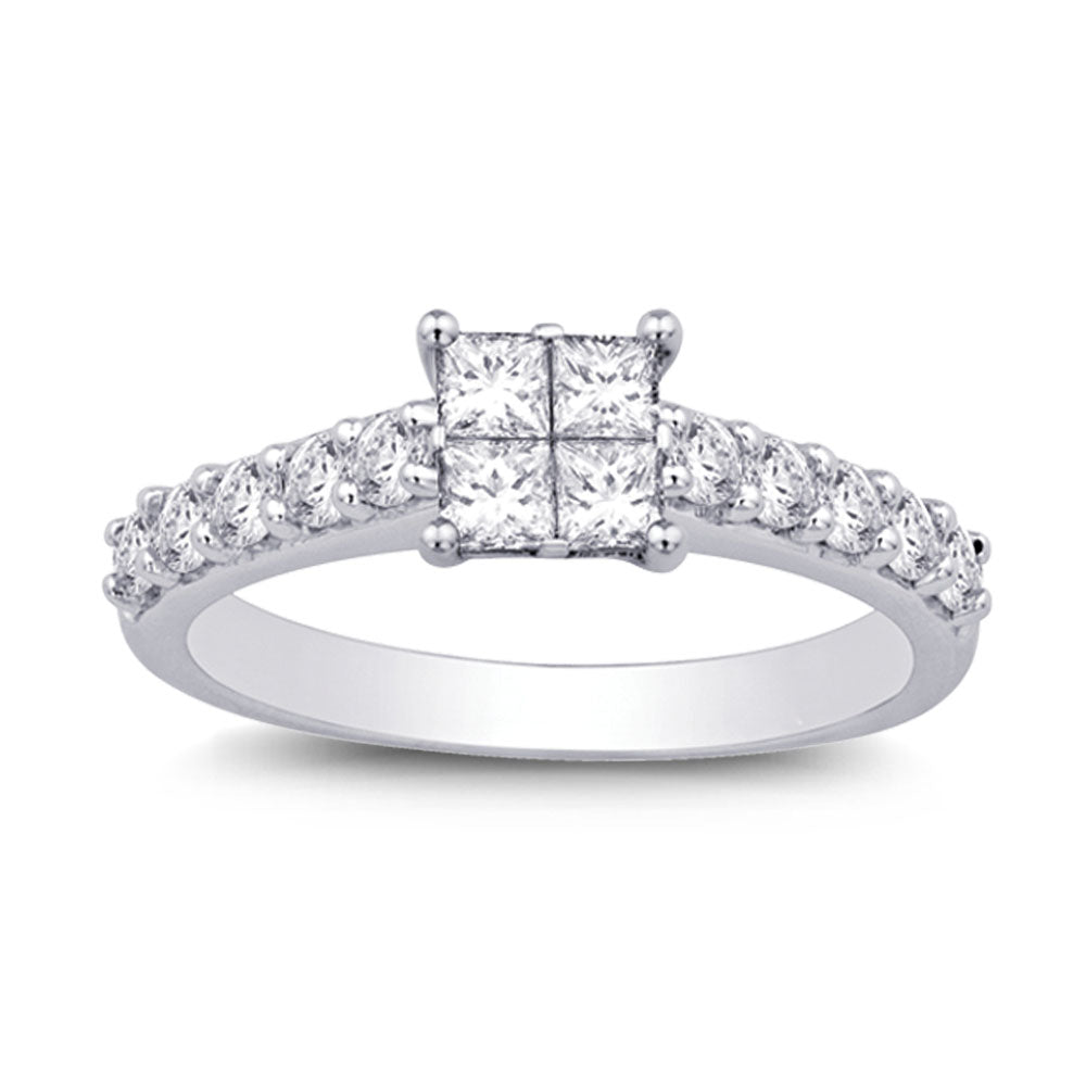 14K White Gold 9/10Ct.tw Diamond Engagement Ring