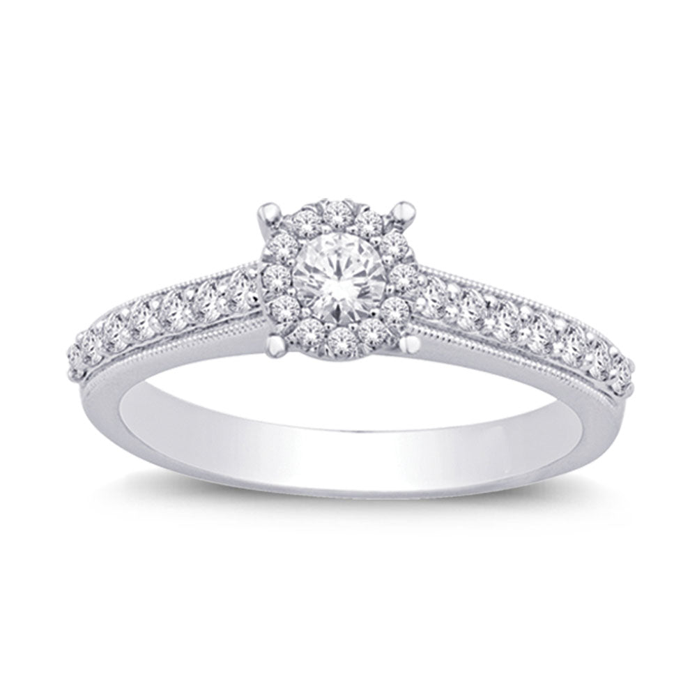 14K White Gold 3/5 Ct.tw Diamond Engagement Ring