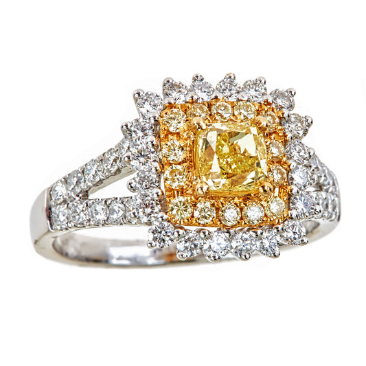 18KW YELLOW DIAMOND RING