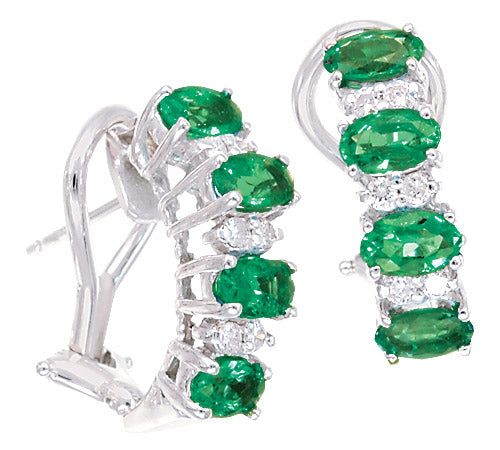 Gold emerald and Diamond Earring