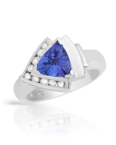 Gold TANZANITE and Diamond Ring