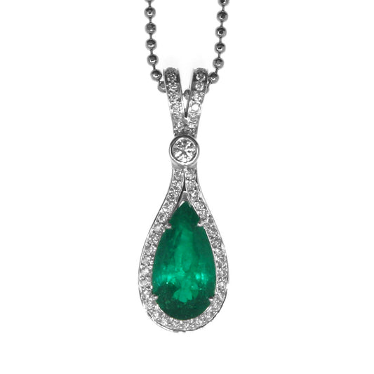 Gold Emerald and Diamond Pendant