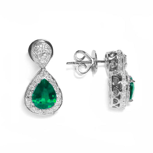 Gold emerald and Diamond Earring