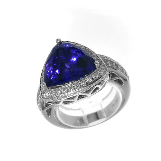 Gold TANZANITE and Diamond Ring