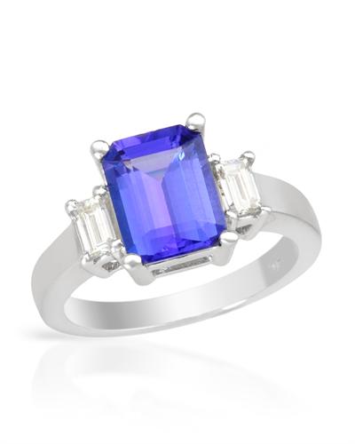 Gold TANZANITE and Diamond Ring