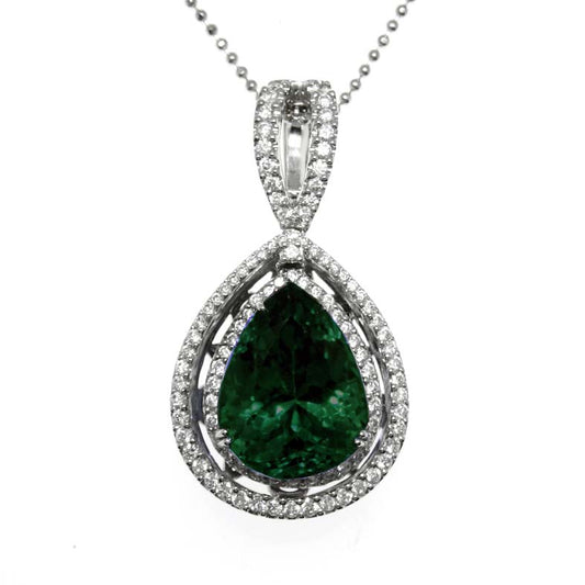 Gold Emerald and Diamond Pendant