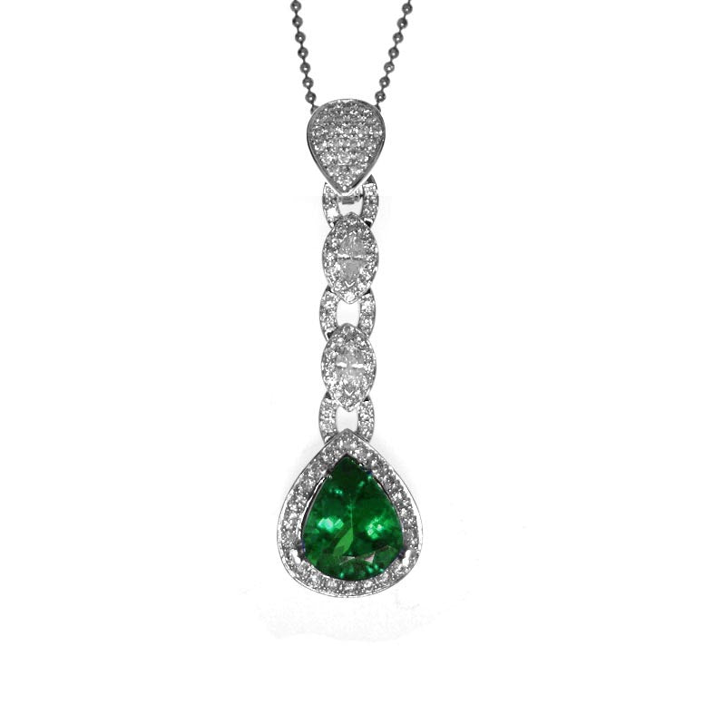 Gold Emerald and Diamond Pendant